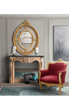 Fauteuil &quot;princier&quot; de style Baroque velours rouge Bordeaux et bois doré