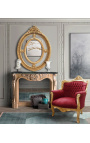 Fauteuil "princier" de style Baroque velours rouge Bordeaux et bois doré