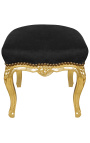 Barok fodstøtte Louis XV sort stof og bladguld træ - 1