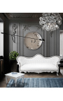 Sofa barokowe Napoléon III styl biały leatherette i srebro drewno