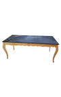 Gran mesa de comedor de madera barroca estructura de hoja de oro y mármol negro