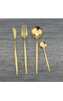 Set od 24 pribora za jelo od nehrđajućeg čelika, zlatni stolni servis