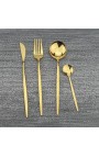 Set of 24 stainless steel cutlery, golden table service