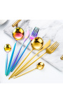 Set of 24 stainless steel cutlery, golden table service