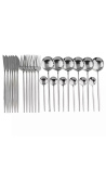 Set di 24 posate in acciaio inox, servizio piatti in argento