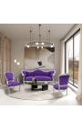 Sofa barokowe Napoléon III Purple Velvet i srebrny drewno