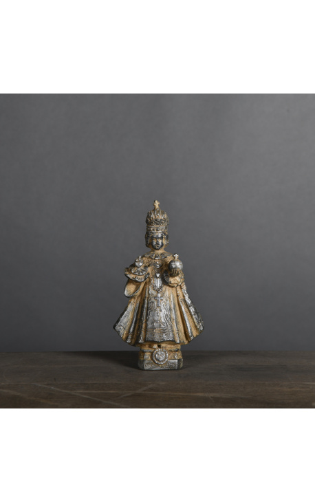 Статуэтка "Младенец Иисус в короне" из патинированного черного гипса