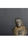 Statue "Bust van het Heilige Hart" in zwart patineerde plaster