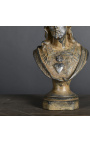 Statuette "Buste du Sacré Coeur" en plâtre patiné noir