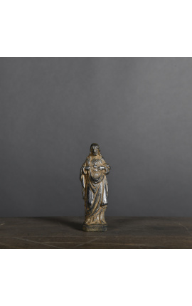 Statuette "Sacré Coeur" en plâtre patiné noir