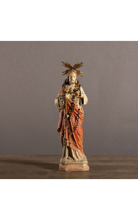 Estatua de yeso de policromo "Corazon sagrado"