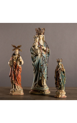 Estátua de gesso policromado &quot;Virgem Maria com a coroa&quot;