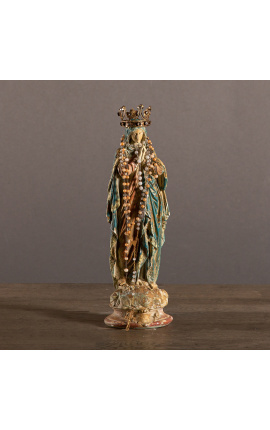 Statue en plâtre polychrome "Vierge Marie à la couronne"