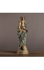 Grote polychrome plasterstatue "Madonna en het kind kroon"