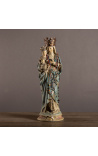 Grande statue en plâtre polychrome Vierge à l'enfant couronnée