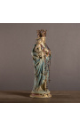 Grande estátua de gesso policromado "Madonna e criança coroada"