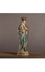 Grande statue en plâtre polychrome "Vierge à l'enfant couronnée"