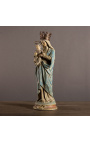 Large polychrome plaster statue "Madonna and child crowned"