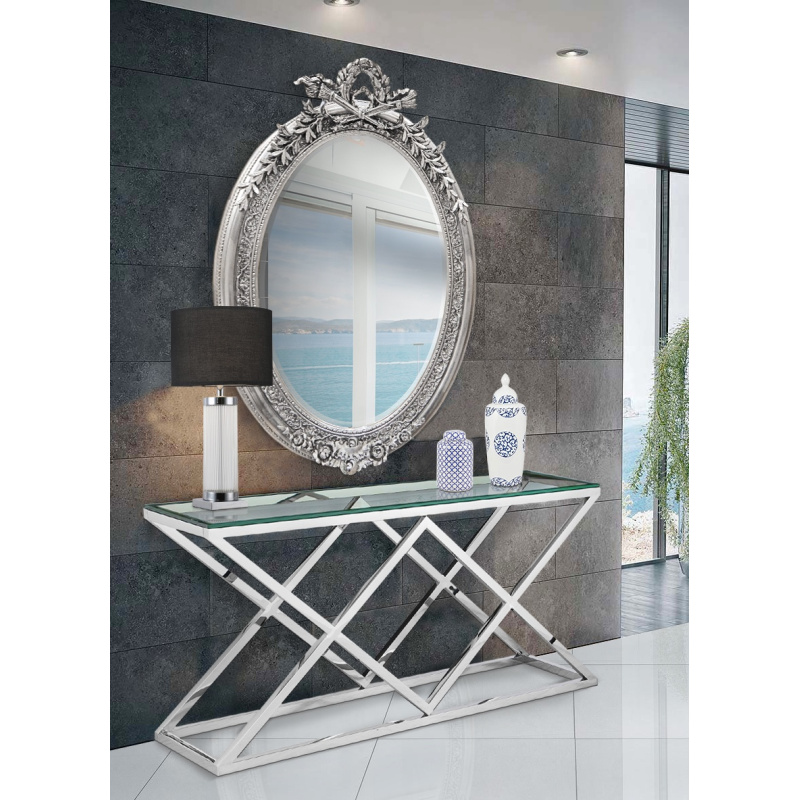 Specchio barocco ovale nero 90xh145 cm