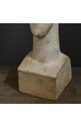 Scultura "Omaggio a Modigliani" - Volto di donna - Bianco