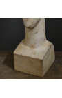 Skulptur "Hyllning till Modigliani" - Kvinnans ansikte - Vit vit