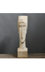 Sculpture "Tribute to Modigliani" - Woman's face - White