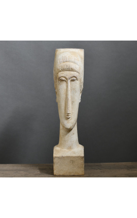 Sculptuur "Hommage aan Modigliani" - Het gezicht van de vrouw - Witte