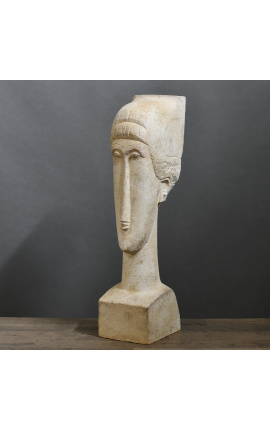 Escultura &quot;Tributo a Modigliani&quot; - La cara de la mujer - Blanco