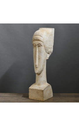 Scultura &quot;Omaggio a Modigliani&quot; - Volto di donna - Bianco