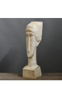 Skulptur "Hyllning till Modigliani" - Kvinnans ansikte - Vit vit