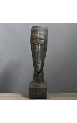 Sculptuur "Hommage aan Modigliani" - Het gezicht van de vrouw - Zwart