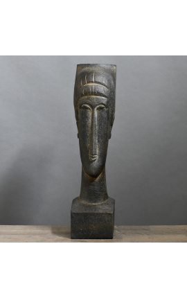 Skulptur "Tribute to Modigliani" - Frauengesicht - Schwarz