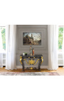 Wrought iron console in Louis XV style with black marble