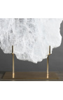 Bloco de Selenite transparente montado num suporte dourado - Tamanho L
