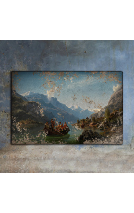 Pintura "Procissão de casamento no Hardangerfjord" - Adolf Tidemand & Hans Gude