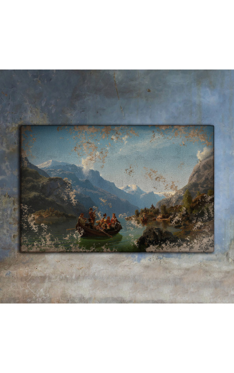 Målning "Bröllopsprocession på Hardangerfjorden" - Adolf Tidemand & Hans Gude