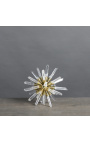 "Alchemischer Stern" in Steinkristall auf einem goldenen Träger 18 cm Ø
