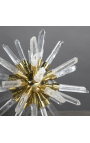 "estrella alquímica" en cristal de roca sobre un soporte dorado 18 cm Ø
