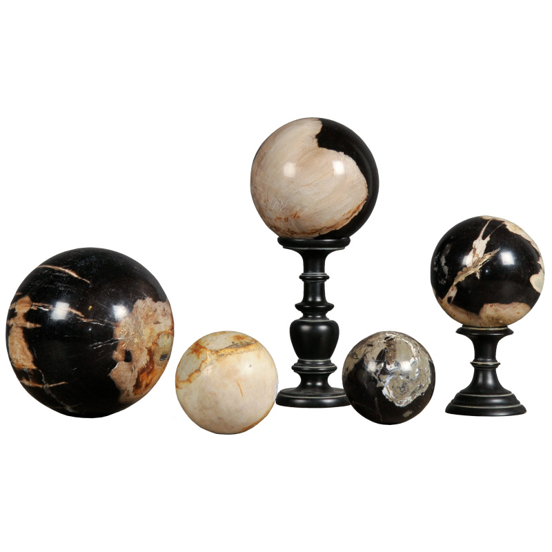 Set of 5 Petrified Wood Balls (fossilized)
