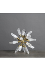 "Alchemical star" in rock crystal on a golden support 23 cm Ø