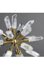 "Alchemical star" in rock crystal on a golden support 23 cm Ø