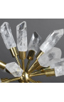 "Alchemischer Stern" in Steinkristall auf einem goldenen Träger 23 cm Ø