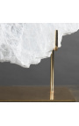 Bloco de Selenite transparente montado num suporte dourado - Tamanho L