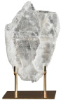 Block of clear Selenite mounted on a golden support - Size M