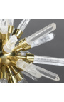 "Alchemische ster" in rots kristal op een gouden steun 18 cm Ø