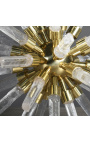 "estrella alquímica" en cristal de roca sobre un soporte dorado 18 cm Ø