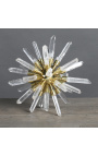 "Estrela Alquímica" em cristal de rocha sobre suporte dourado 18 cm Ø