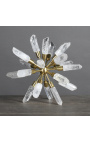 "Alchemischer Stern" in steinkristall auf einem goldenen träger 23 cm Ø