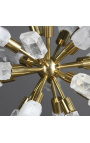 "Alchemical star" in rock crystal on a golden support 23 cm Ø
