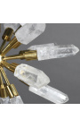 "Etoile Alchimique" en cristal de roche sur support doré 23 cm Ø